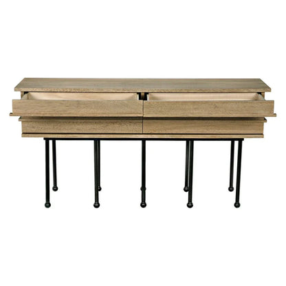Oliver Steel Base Wooden Console Table - LOOMLAN - Noir - Console Tables