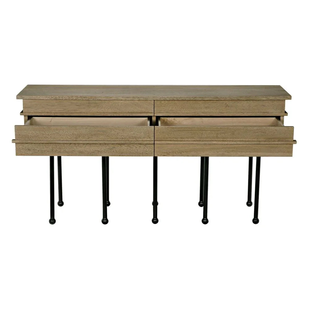 Oliver Steel Base Wooden Console Table - LOOMLAN - Noir - Console Tables