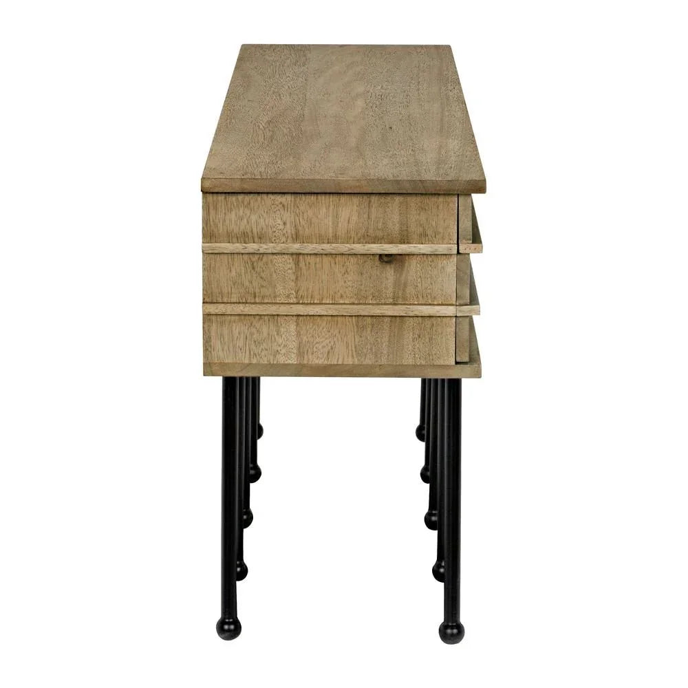 Oliver Steel Base Wooden Console Table - LOOMLAN - Noir - Console Tables