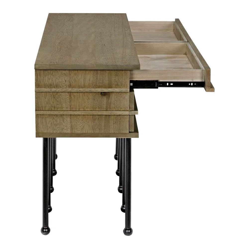 Oliver Steel Base Wooden Console Table - LOOMLAN - Noir - Console Tables