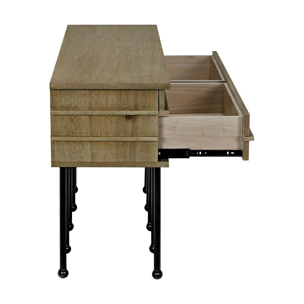 Oliver Steel Base Wooden Console Table - LOOMLAN - Noir - Console Tables