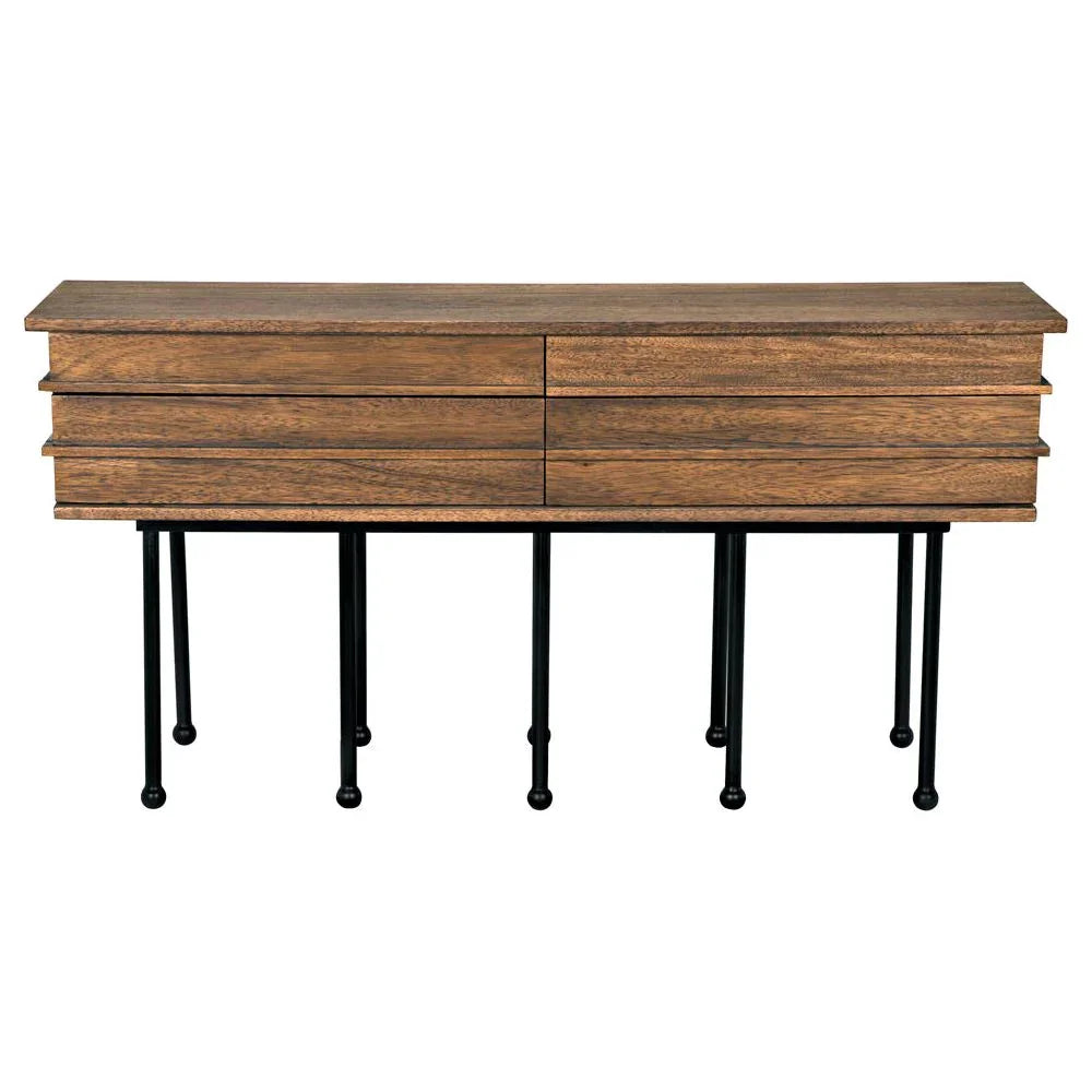 Oliver Steel Base Wooden Console Table - LOOMLAN - Noir - Console Tables