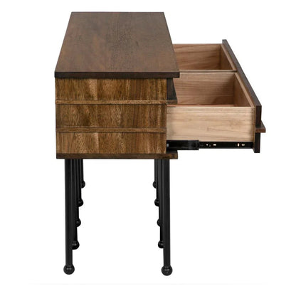 Oliver Steel Base Wooden Console Table - LOOMLAN - Noir - Console Tables