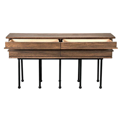 Oliver Steel Base Wooden Console Table - LOOMLAN - Noir - Console Tables