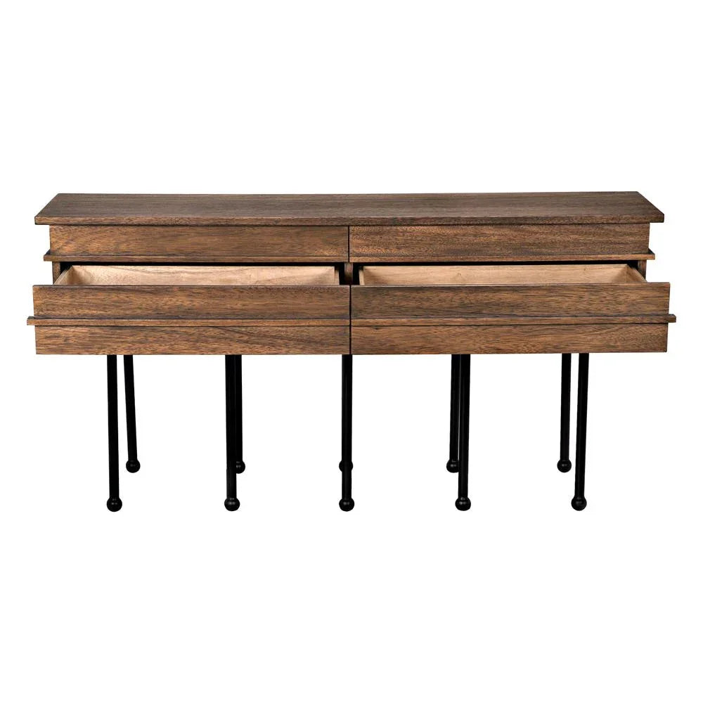 Oliver Steel Base Wooden Console Table - LOOMLAN - Noir - Console Tables