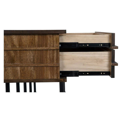 Oliver Steel Base Wooden Console Table - LOOMLAN - Noir - Console Tables