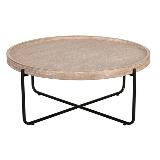 Oliver Wood Top Round Coffee Table - LOOMLAN - Artesia - Coffee Tables