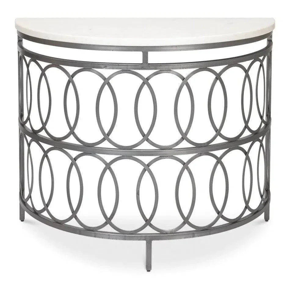Olympia Demilune Table White Marble Top - LOOMLAN - Sarreid - Side Tables