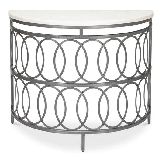 Olympia Demilune Table White Marble Top - LOOMLAN - Sarreid - Side Tables