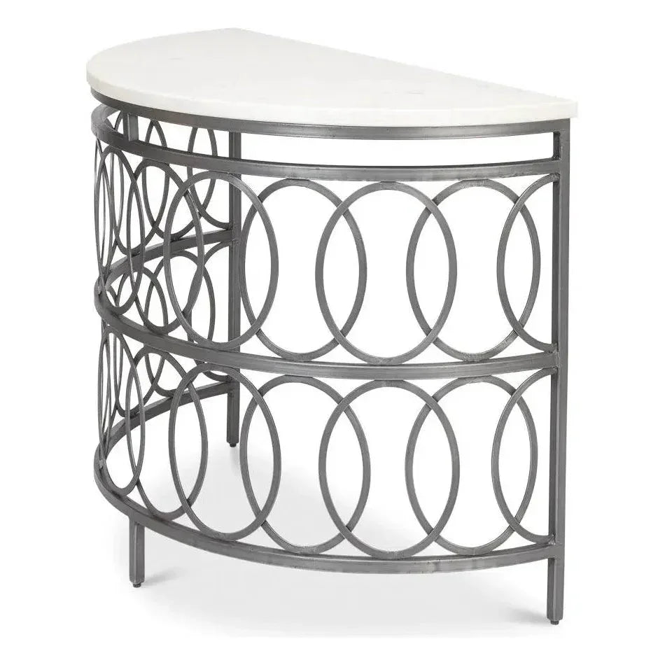 Olympia Demilune Table White Marble Top - LOOMLAN - Sarreid - Side Tables