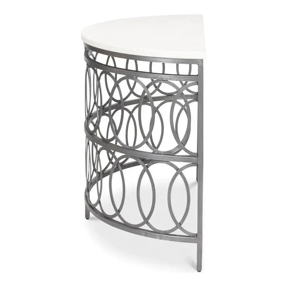 Olympia Demilune Table White Marble Top - LOOMLAN - Sarreid - Side Tables