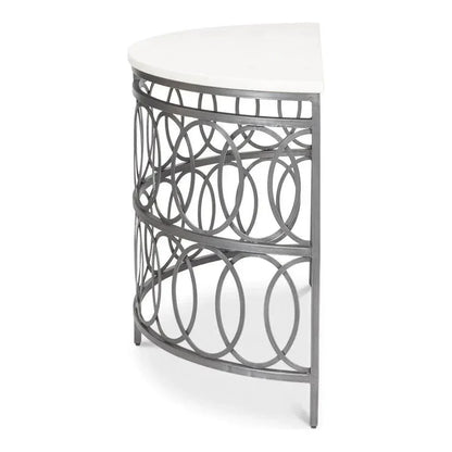 Olympia Demilune Table White Marble Top - LOOMLAN - Sarreid - Side Tables