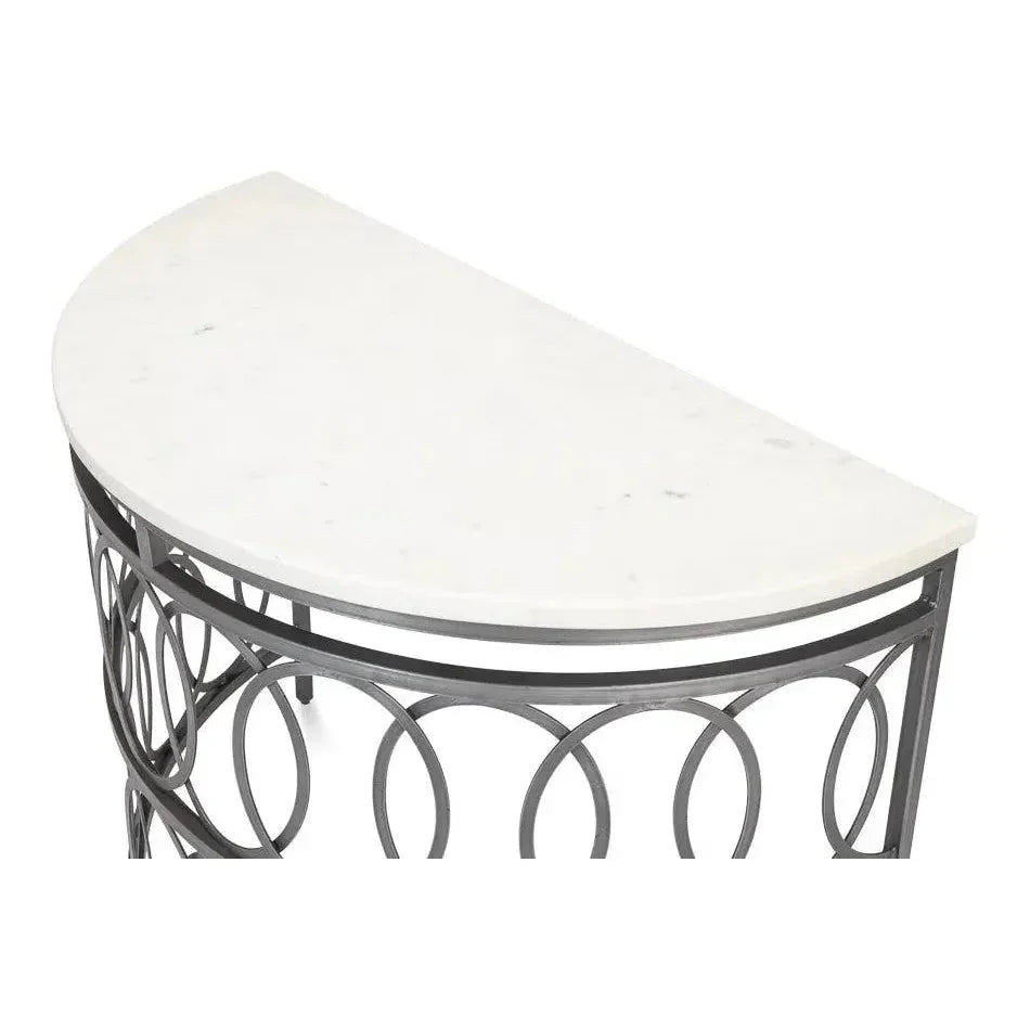 Olympia Demilune Table White Marble Top - LOOMLAN - Sarreid - Side Tables