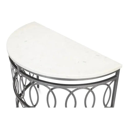 Olympia Demilune Table White Marble Top - LOOMLAN - Sarreid - Side Tables
