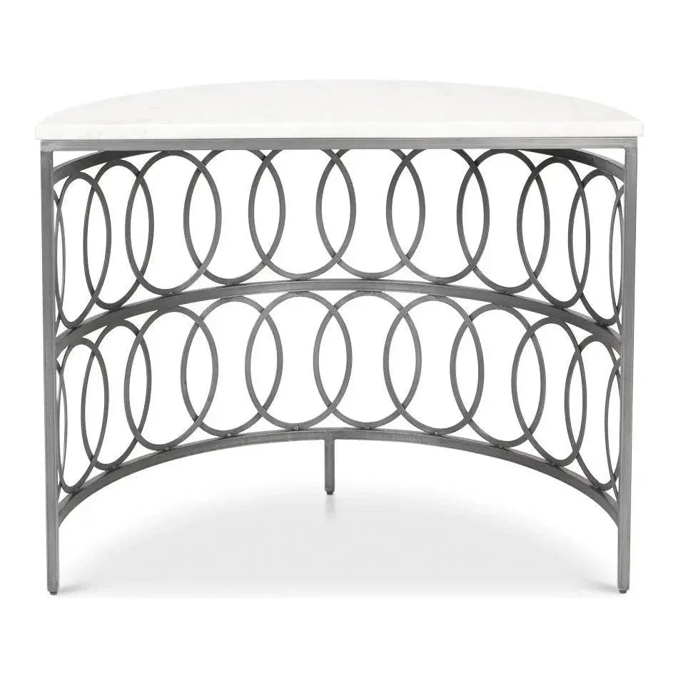 Olympia Demilune Table White Marble Top - LOOMLAN - Sarreid - Side Tables