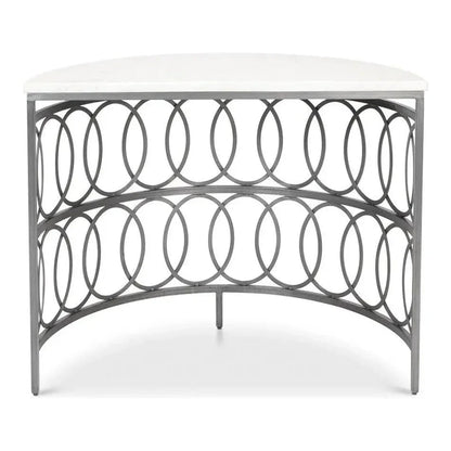 Olympia Demilune Table White Marble Top - LOOMLAN - Sarreid - Side Tables