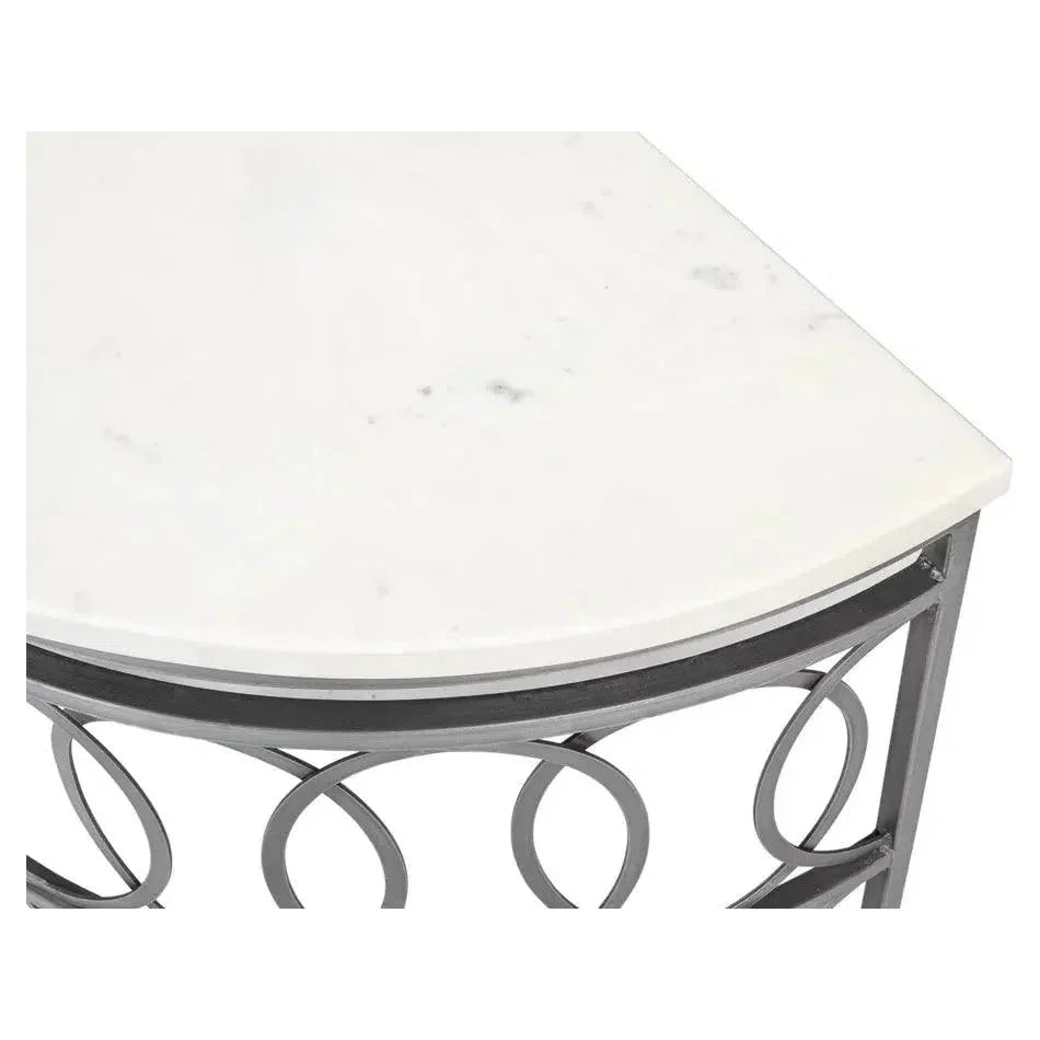 Olympia Demilune Table White Marble Top - LOOMLAN - Sarreid - Side Tables