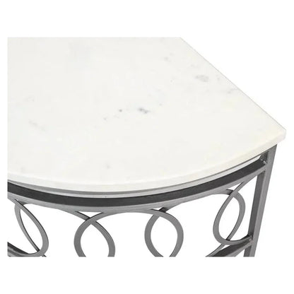 Olympia Demilune Table White Marble Top - LOOMLAN - Sarreid - Side Tables