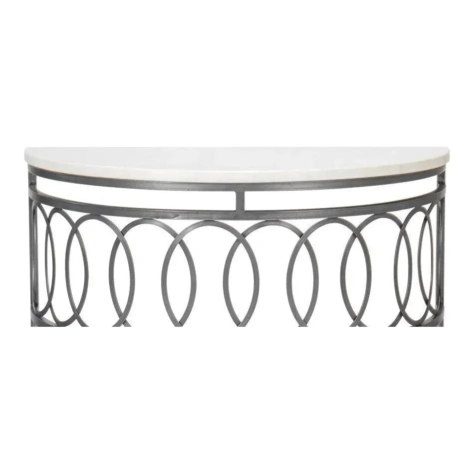 Olympia Demilune Table White Marble Top - LOOMLAN - Sarreid - Side Tables
