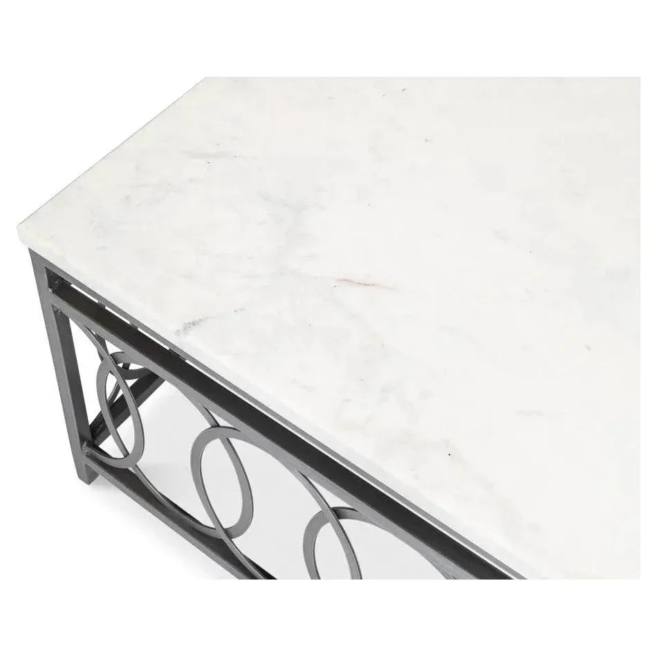 Olympia Square Coffee Table White Marble Top - LOOMLAN - Sarreid - Coffee Tables