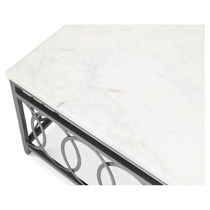 Olympia Square Coffee Table White Marble Top - LOOMLAN - Sarreid - Coffee Tables