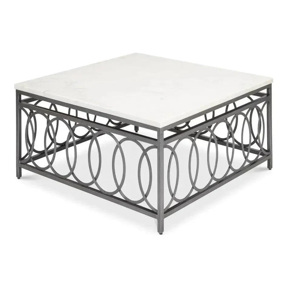 Olympia Square Coffee Table White Marble Top - LOOMLAN - Sarreid - Coffee Tables