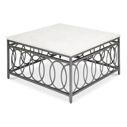 Olympia Square Coffee Table White Marble Top - LOOMLAN - Sarreid - Coffee Tables