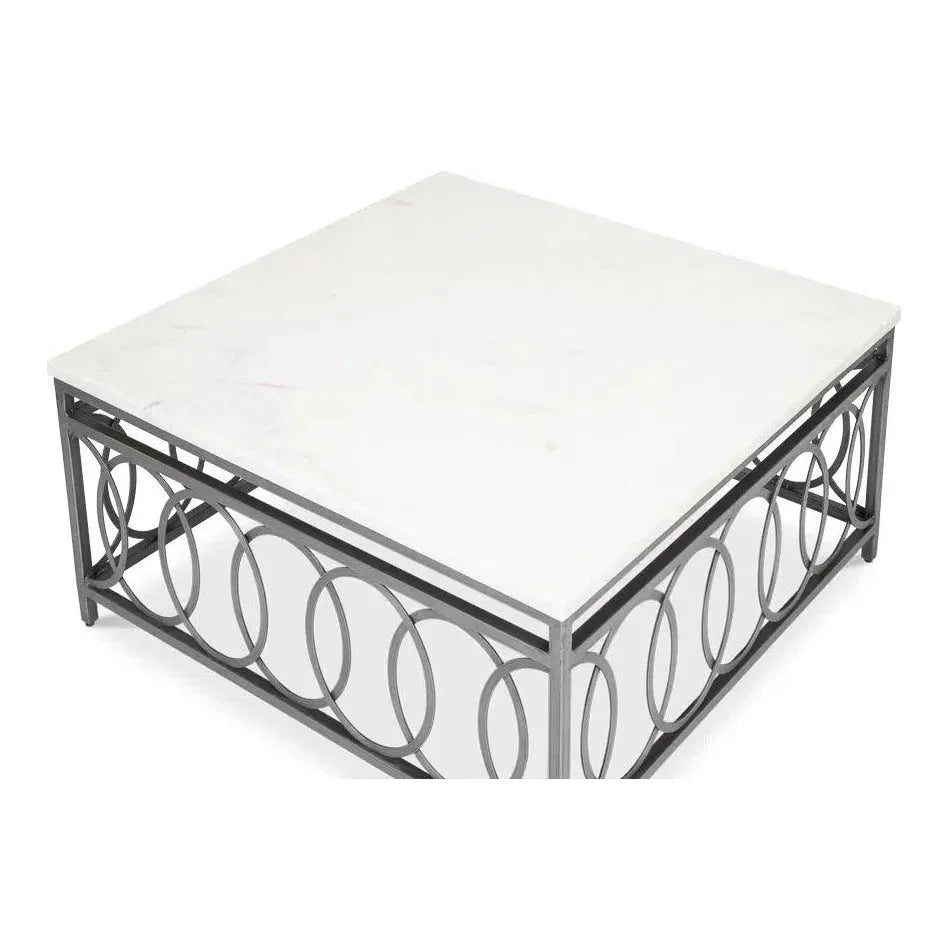 Olympia Square Coffee Table White Marble Top - LOOMLAN - Sarreid - Coffee Tables
