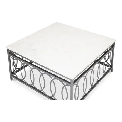 Olympia Square Coffee Table White Marble Top - LOOMLAN - Sarreid - Coffee Tables