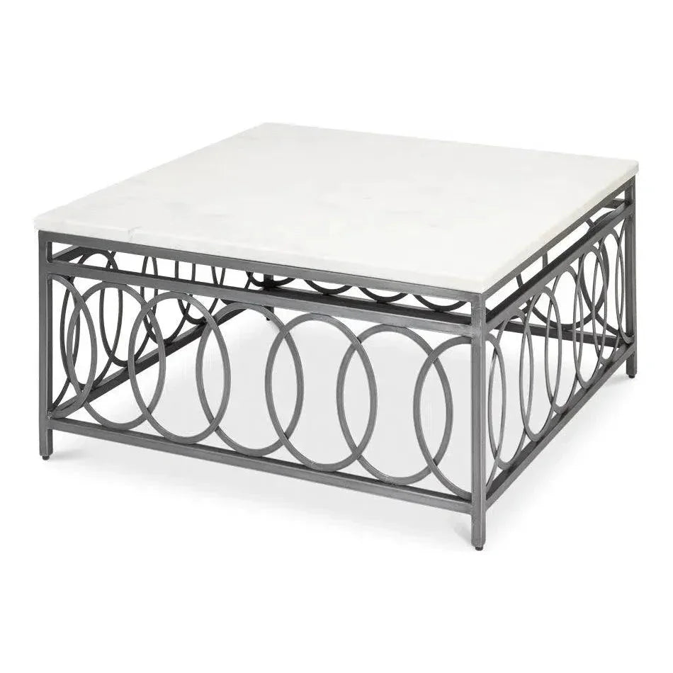 Olympia Square Coffee Table White Marble Top - LOOMLAN - Sarreid - Coffee Tables