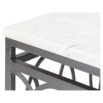 Olympia Square Coffee Table White Marble Top - LOOMLAN - Sarreid - Coffee Tables