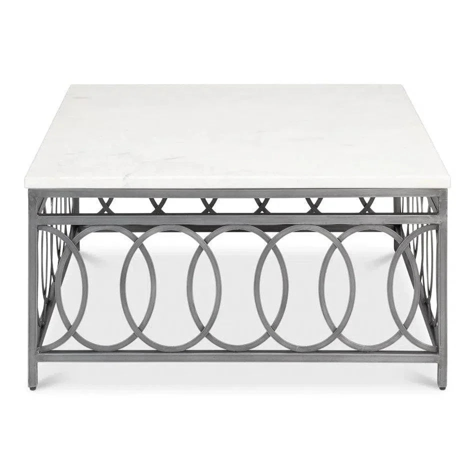 Olympia Square Coffee Table White Marble Top - LOOMLAN - Sarreid - Coffee Tables