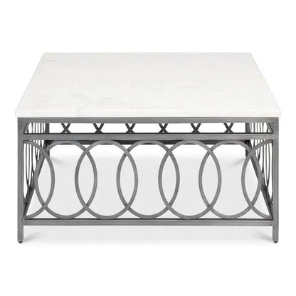 Olympia Square Coffee Table White Marble Top - LOOMLAN - Sarreid - Coffee Tables