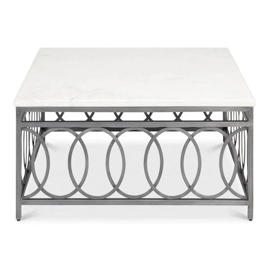 Olympia Square Coffee Table White Marble Top - LOOMLAN - Sarreid - Coffee Tables