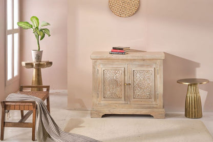 Olyndra Wooden White Wash Accent Cabinet