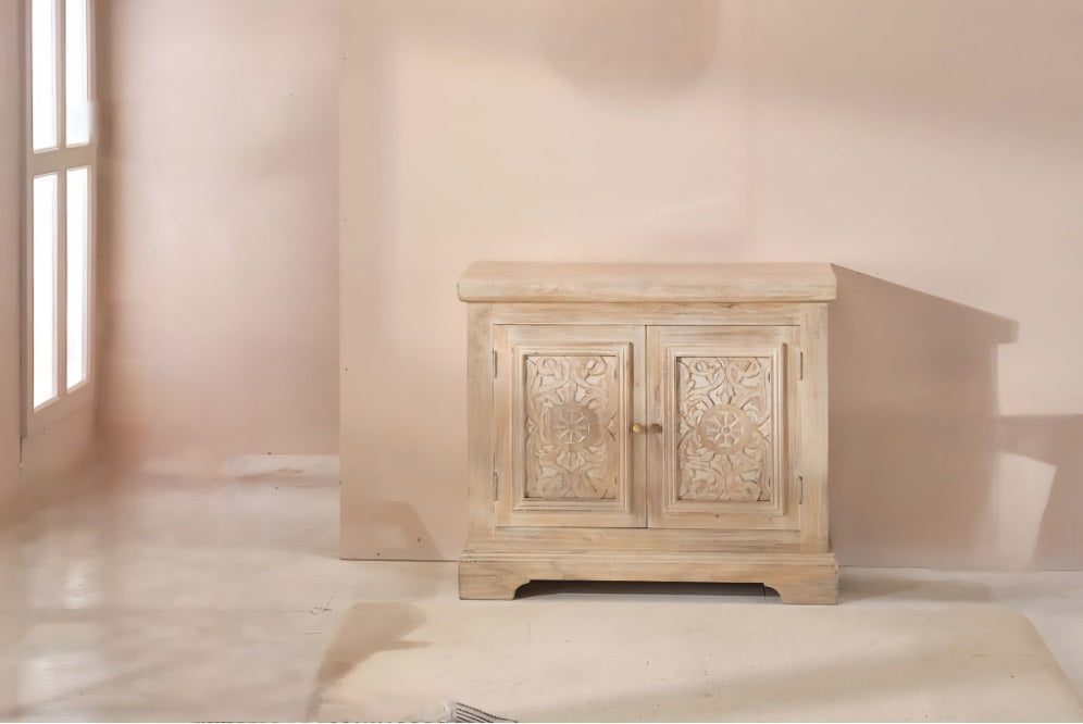 Olyndra Wooden White Wash Accent Cabinet