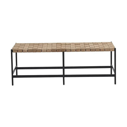 Omari Bench Light Tan Leather Hand Iron Base - LOOMLAN - SUNPAN - Bedroom Benches