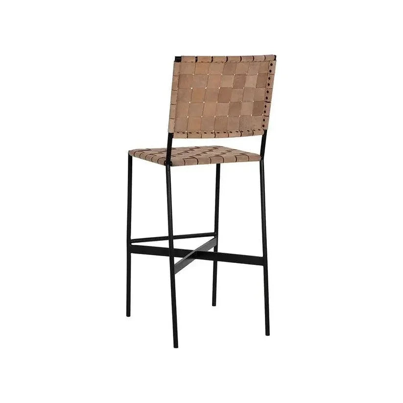 Omari Leather Unique Styled Barstool - LOOMLAN - SUNPAN - Bar Stools