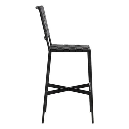 Omari Leather Unique Styled Barstool - LOOMLAN - SUNPAN - Bar Stools