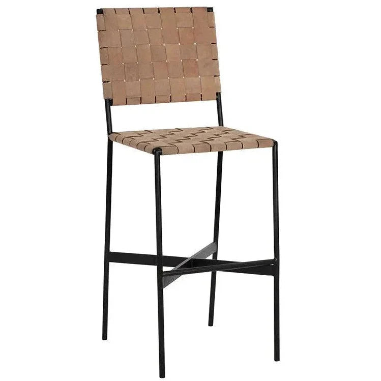 Omari Leather Unique Styled Barstool - LOOMLAN - SUNPAN - Bar Stools