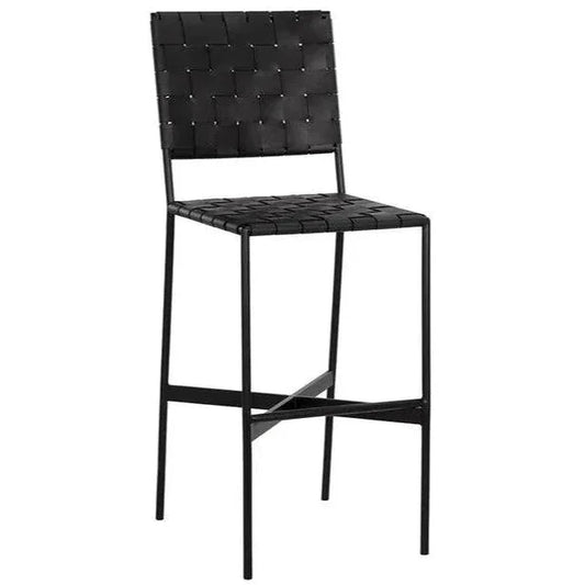 Omari Leather Unique Styled Barstool - LOOMLAN - SUNPAN - Bar Stools