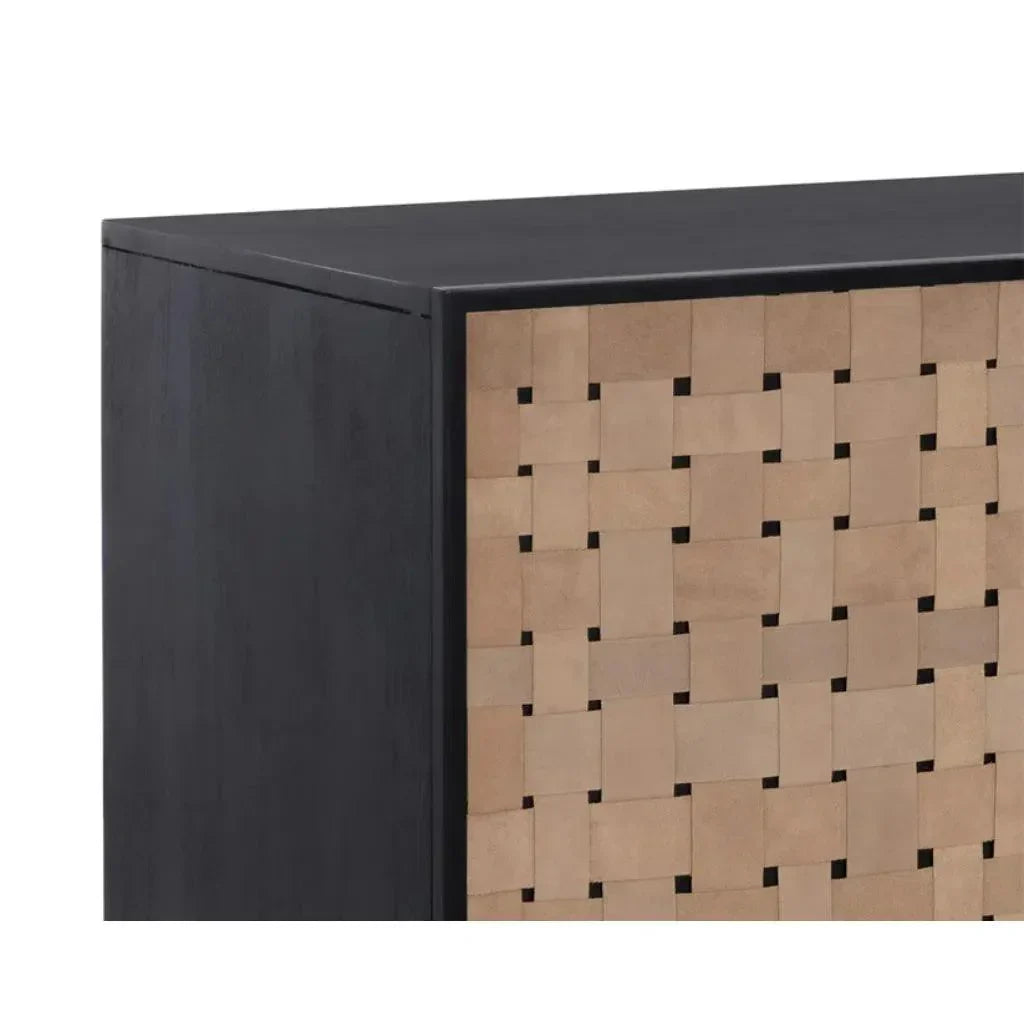 Omari Leather Wooden Sideboard - LOOMLAN - SUNPAN - Sideboards