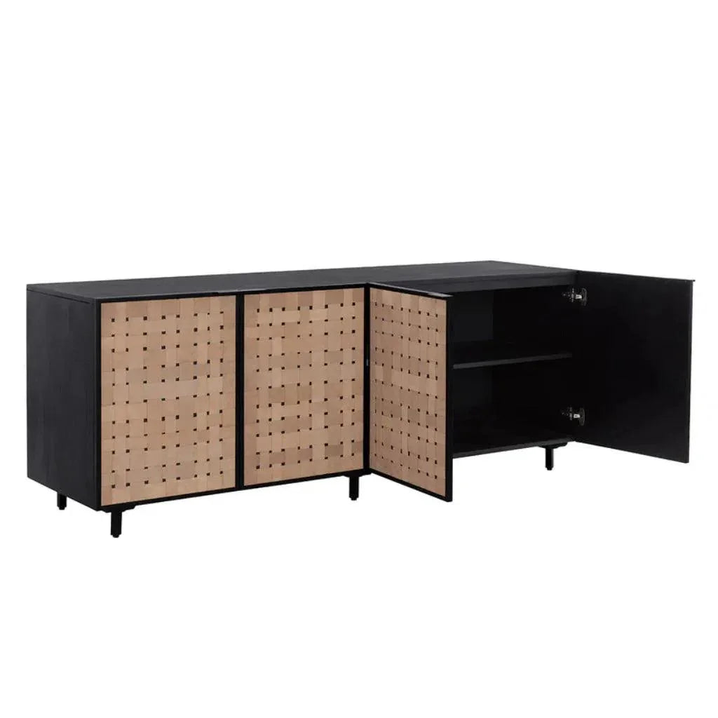 Omari Leather Wooden Sideboard - LOOMLAN - SUNPAN - Sideboards