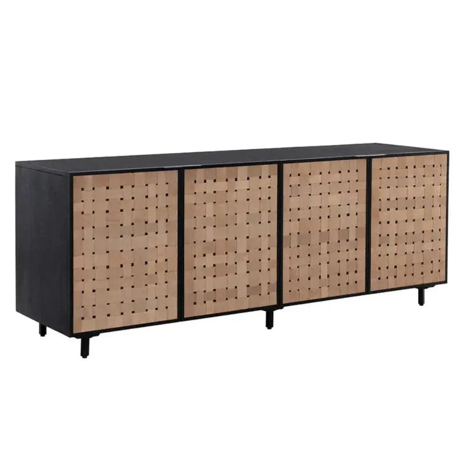 Omari Leather Wooden Sideboard - LOOMLAN - SUNPAN - Sideboards