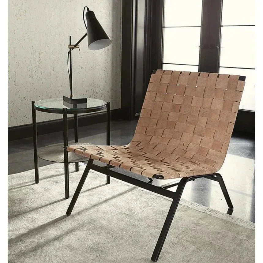 Omari Lounge Chair Luxurious Suede Leather Black Iron - LOOMLAN - SUNPAN - Accent Chairs