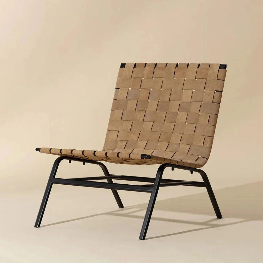 Omari Lounge Chair Luxurious Suede Leather Black Iron - LOOMLAN - SUNPAN - Accent Chairs