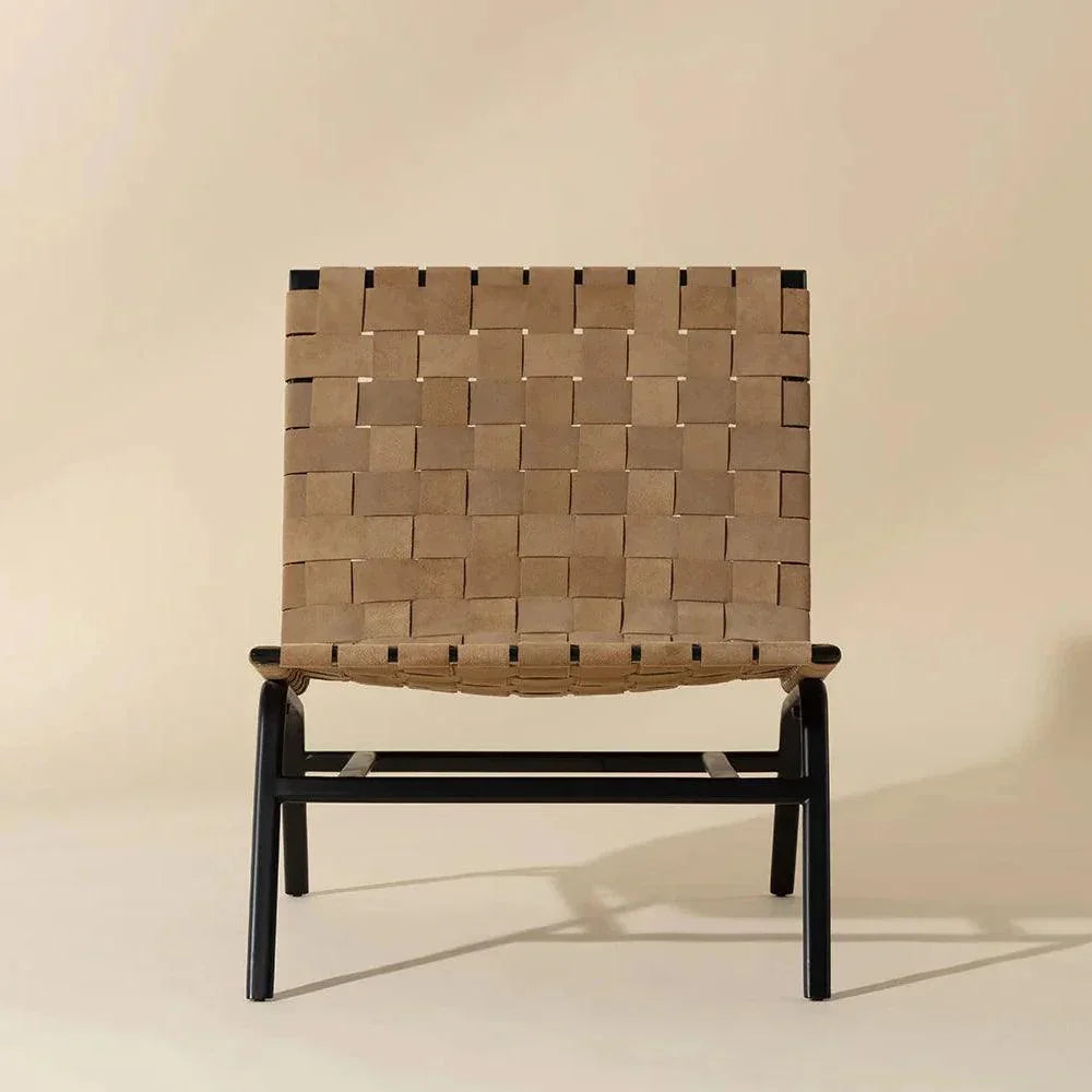 Omari Lounge Chair Luxurious Suede Leather Black Iron - LOOMLAN - SUNPAN - Accent Chairs