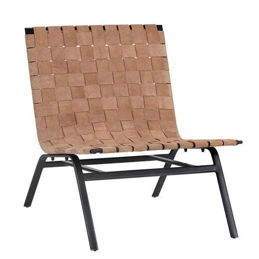 Omari Lounge Chair Luxurious Suede Leather Black Iron - LOOMLAN - SUNPAN - Accent Chairs