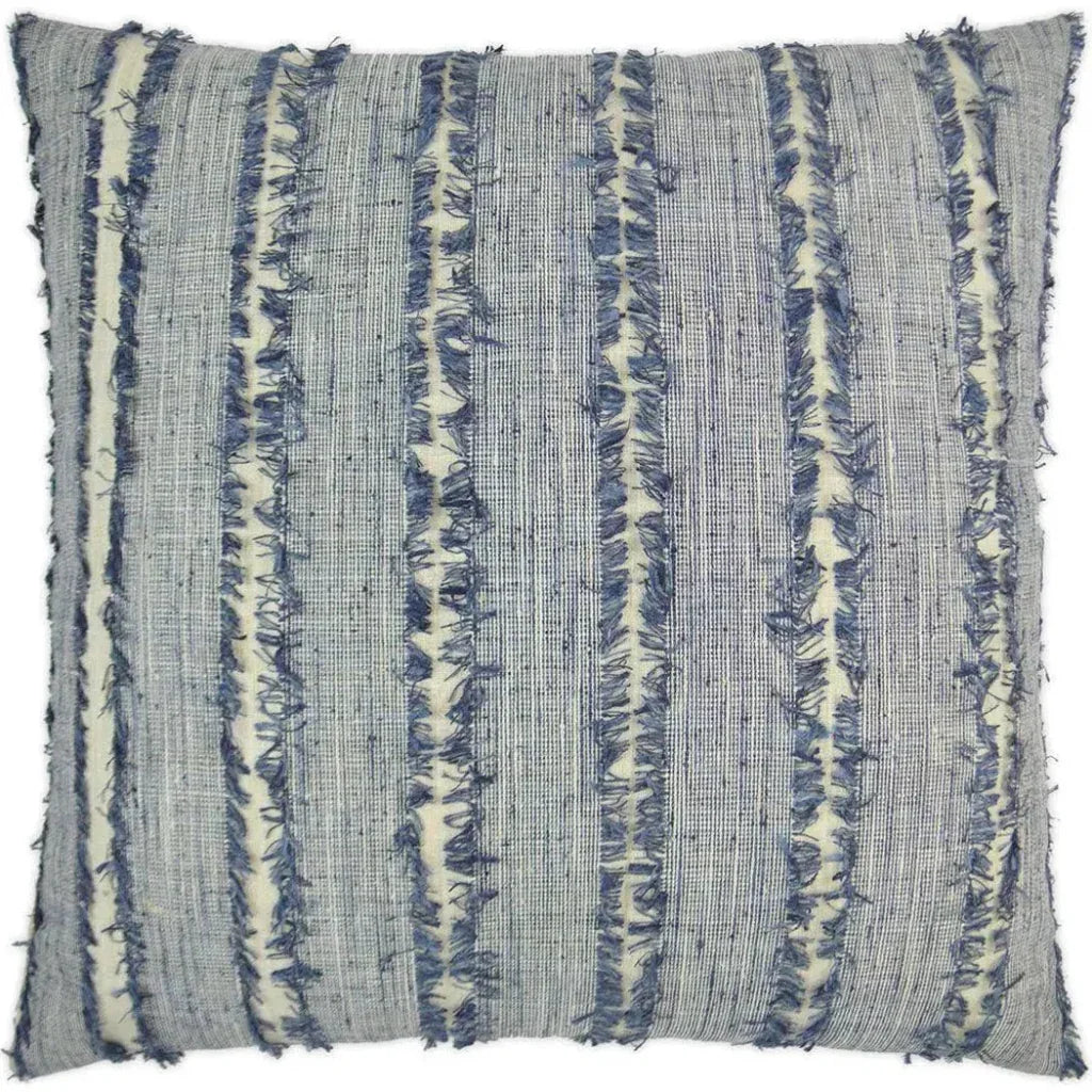 On The Fringe Stripes Slate Blue Large Throw Pillow - LOOMLAN - D.V. Kap - Throw Pillows