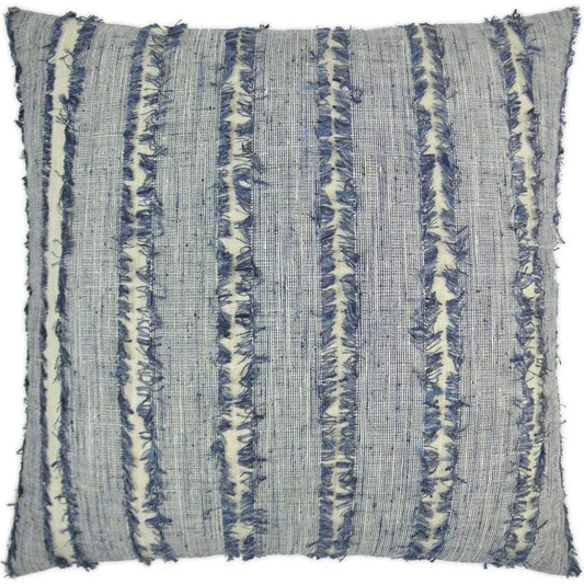 On The Fringe Stripes Slate Blue Large Throw Pillow - LOOMLAN - D.V. Kap - Throw Pillows